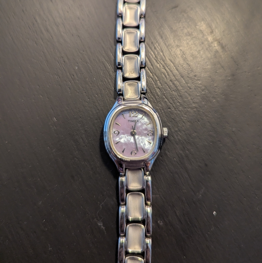 Timex Purple Face And Silver Watch